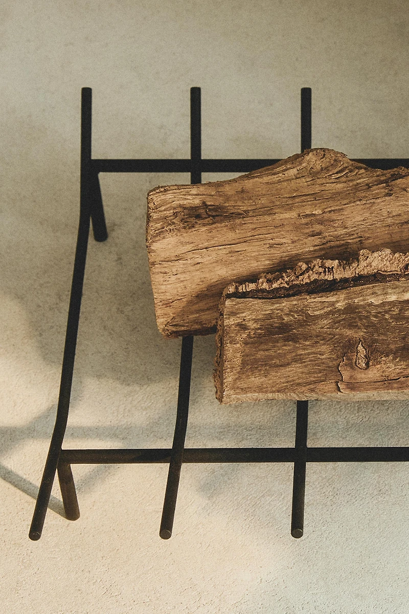 IRON WOOD STAND FIREPLACE