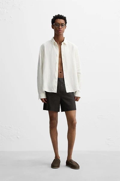 100% LINEN BERMUDA SHORTS