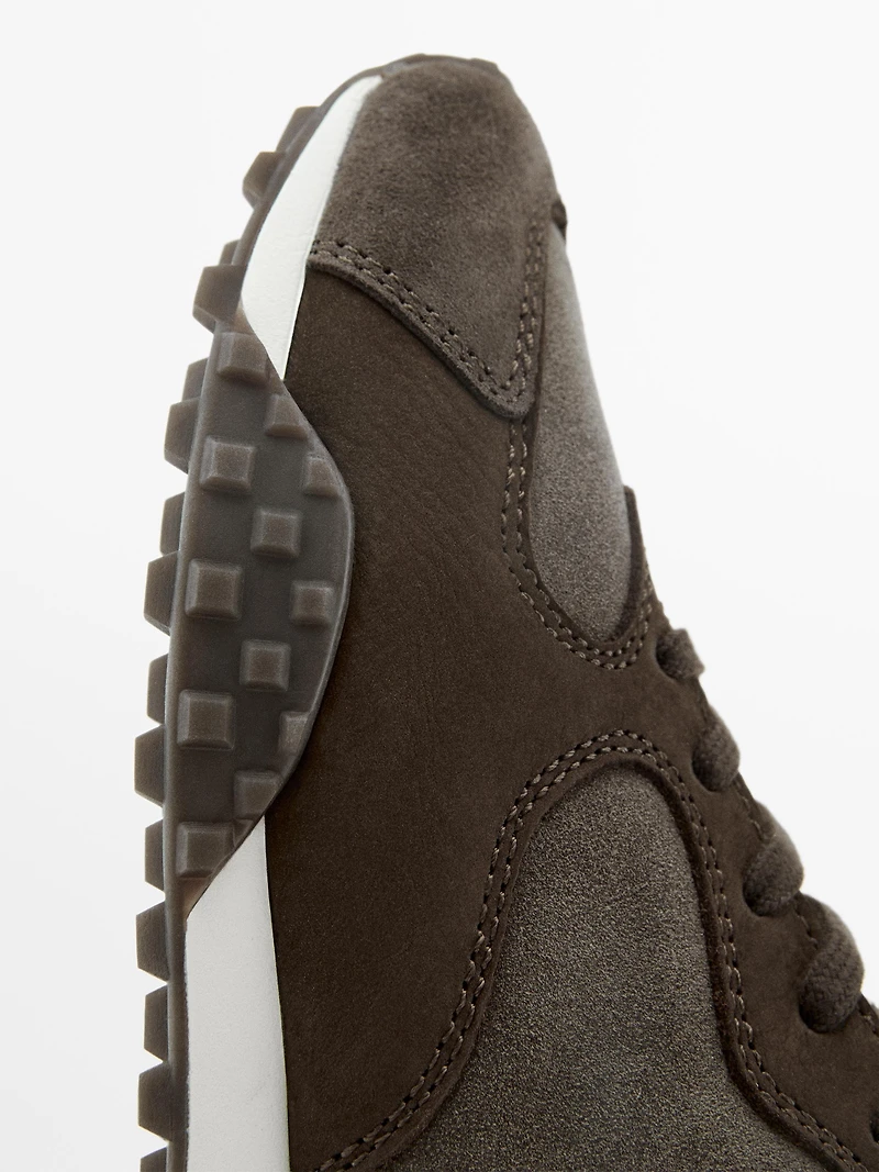 Contrast leather trainers