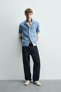 INDIGO 100% LINEN RELAXED FIT SHIRT
