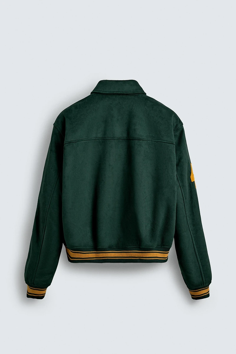 FAUX SUEDE BOMBER JACKET