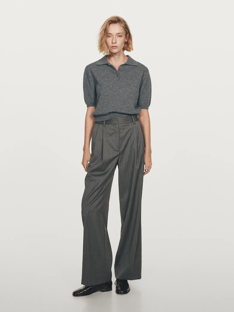 100% cashmere knit short sleeve sweater