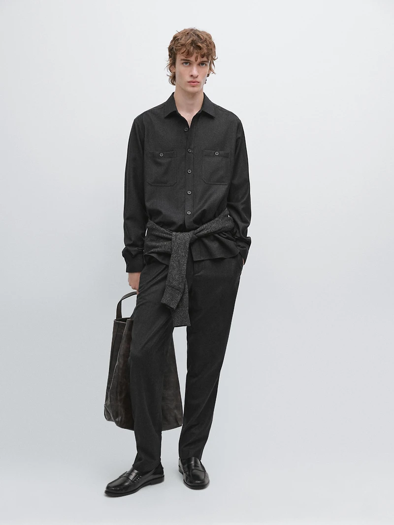 100% wool flannel overshirt