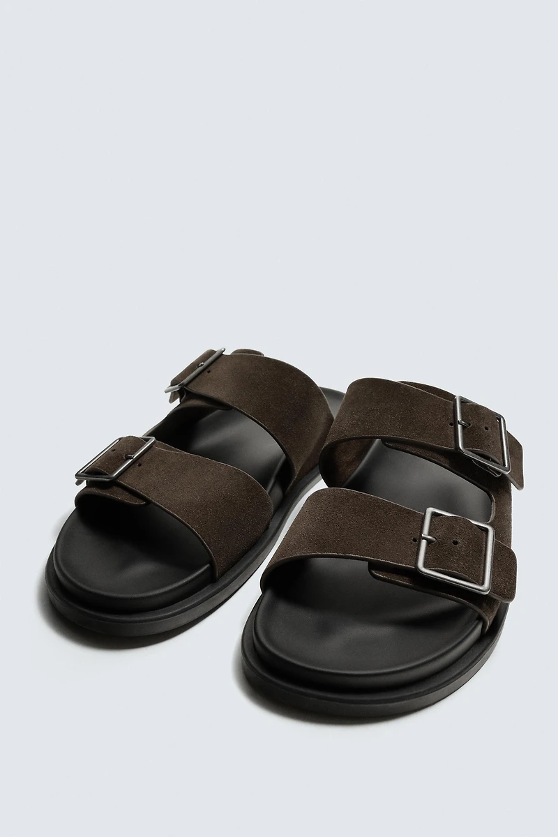 DOUBLE STRAP LEATHER SANDALS