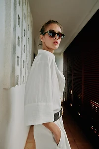 CROPPED SHIRT WITH WIDE SLEEVES