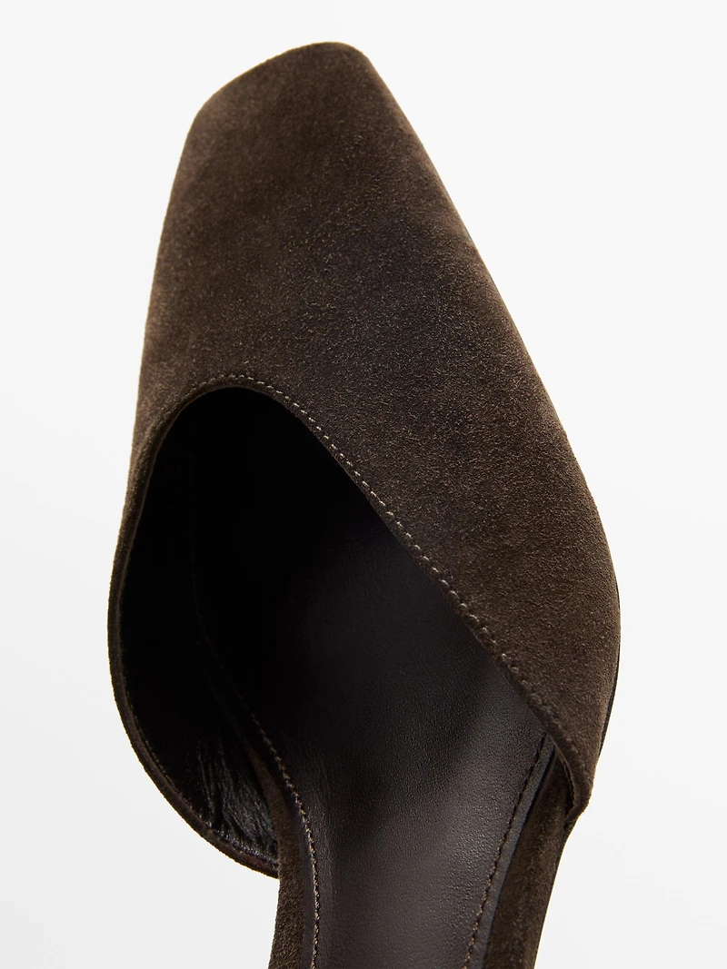 Chaussure à talon en croûte de cuir