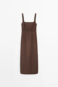 Cotton blend strappy midi dress