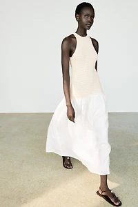 Combined halter midi dress