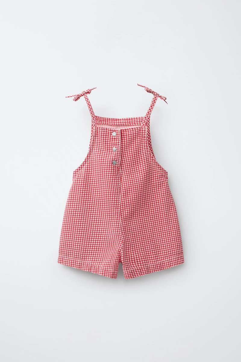 GINGHAM TWILL SHORT JUMPSUIT