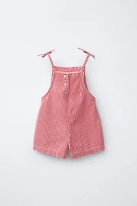 GINGHAM TWILL SHORT JUMPSUIT