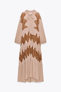 LACE COMBINATION BOW DRESS
