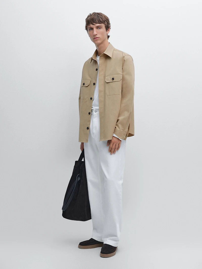 Cotton blend overshirt with pockets