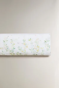 TAIE D’OREILLER SATIN FEUILLES ET FLEURS