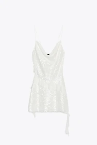 SEQUIN RUFFLE MINI DRESS