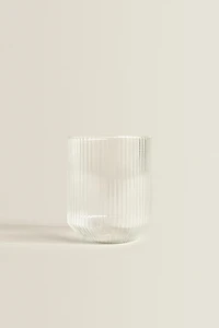 BOROSILICATE GLASS TUMBLER WITH RAISED LINES