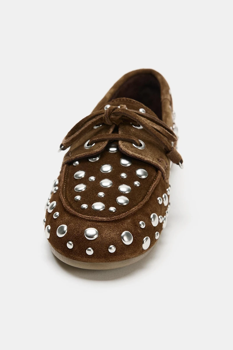 STUDDED SUEDE DECK SHOES