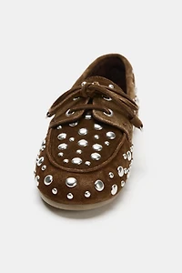 STUDDED SUEDE DECK SHOES
