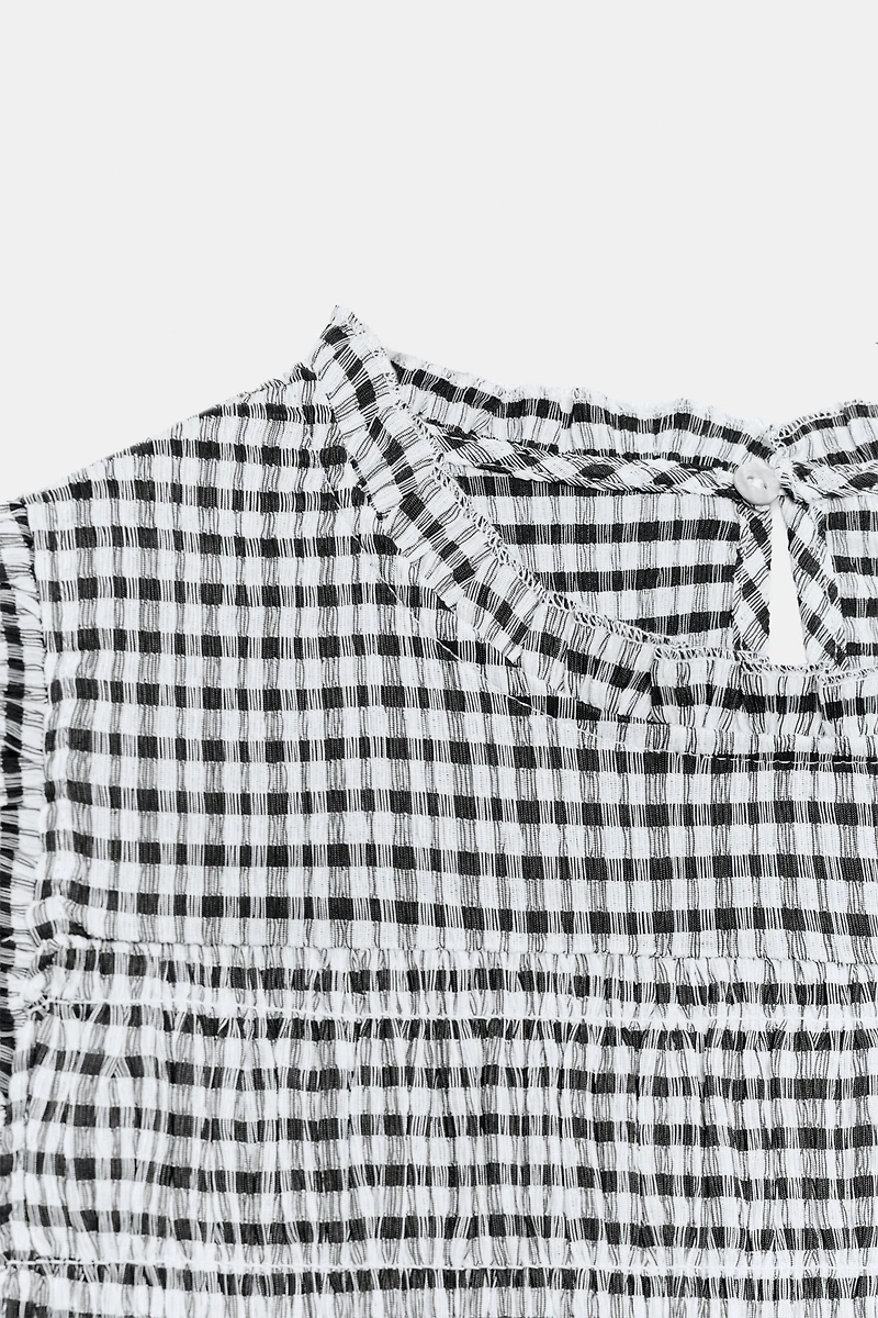 GINGHAM SMOCKED TOP