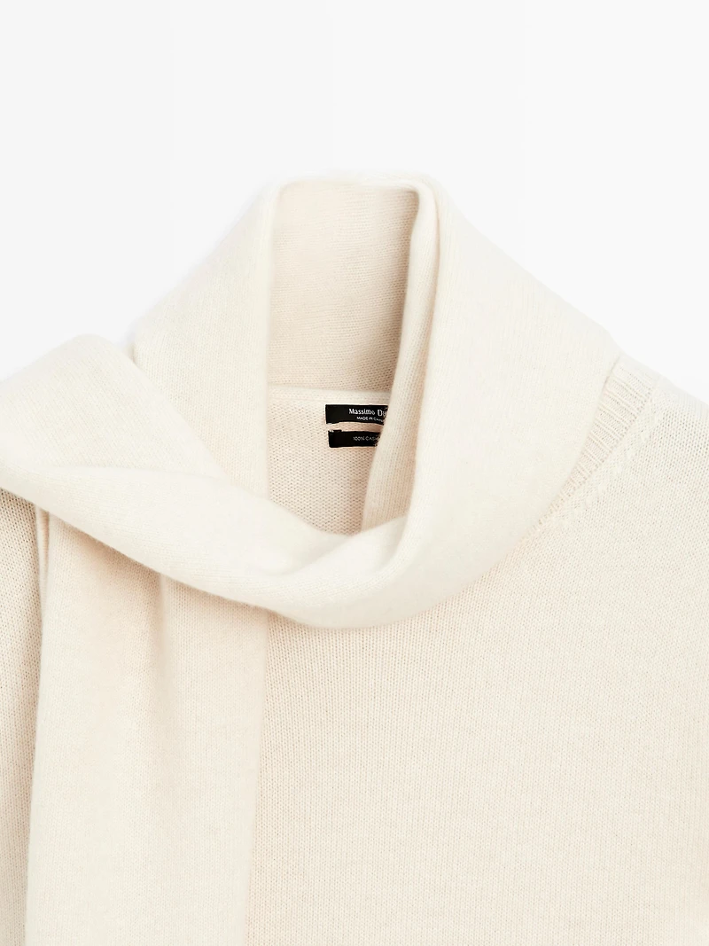 Pull col foulard 100 % cachemire