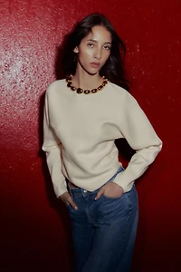 KNIT BEADED NECK JUMPER