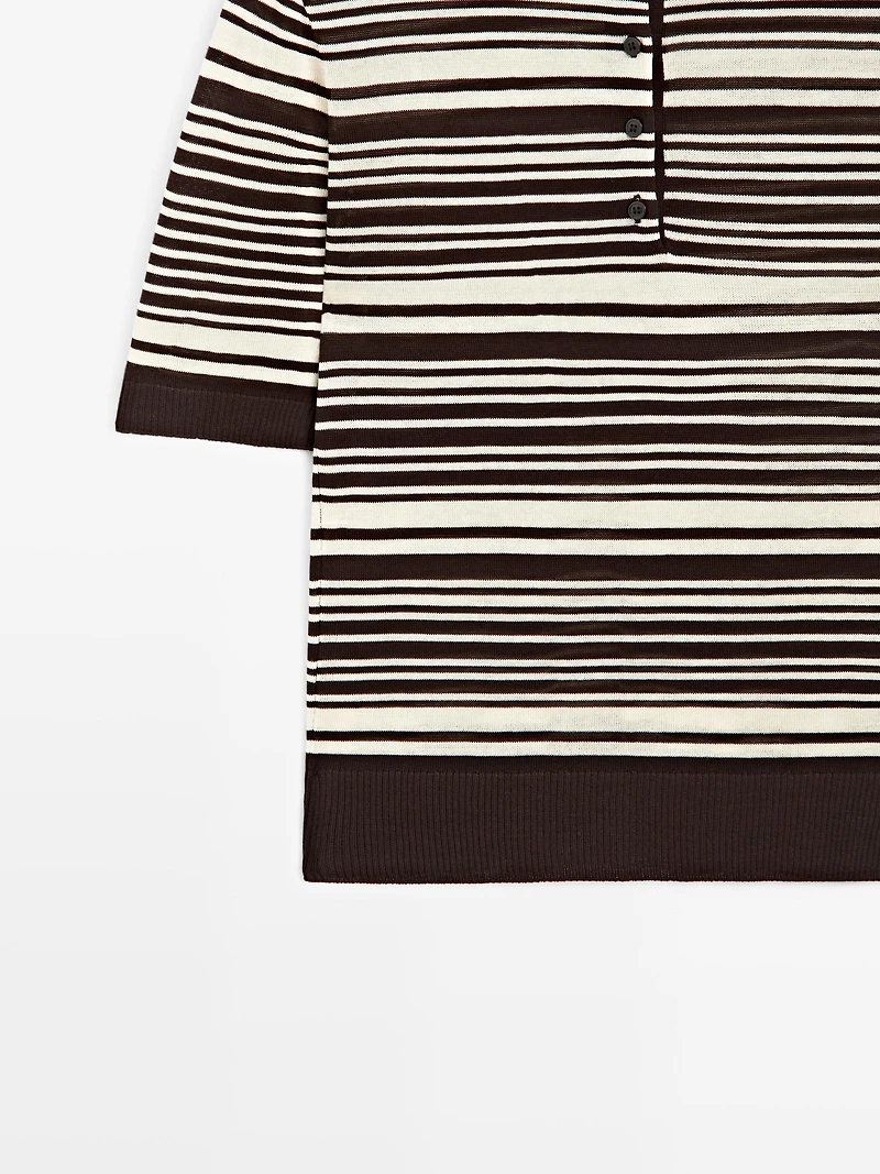 Polo à rayures en maille 100 % coton