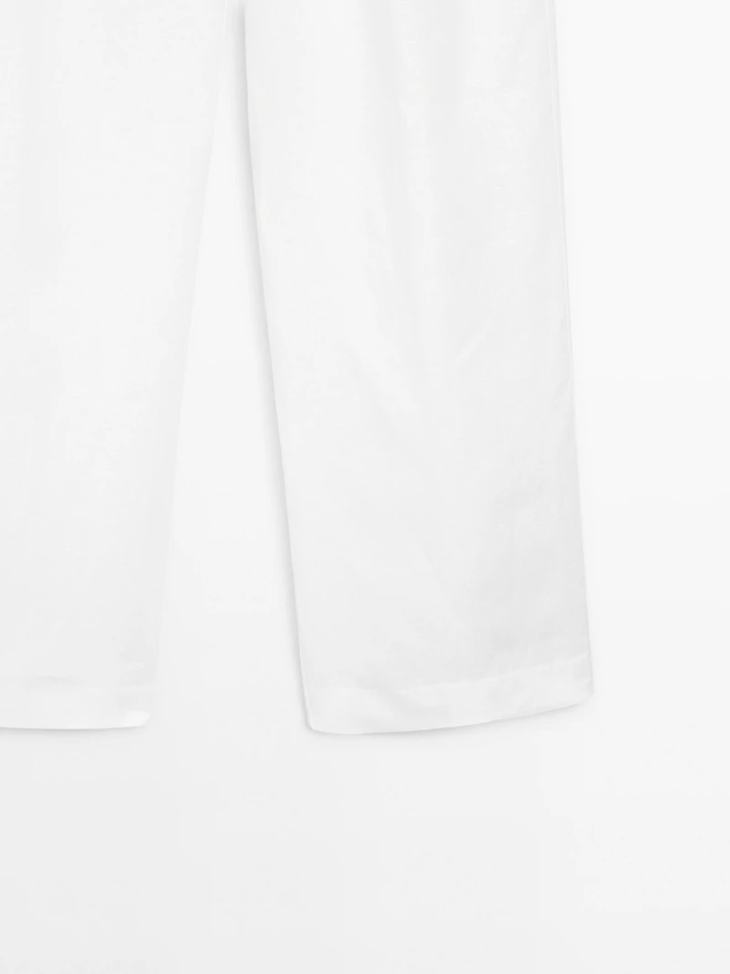 Pantalon triple pince 100 % lin