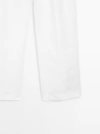 Pantalon triple pince 100 % lin