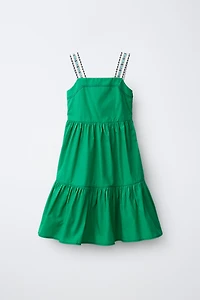 ROBE EN POPELINE À BRETELLES BRODÉES