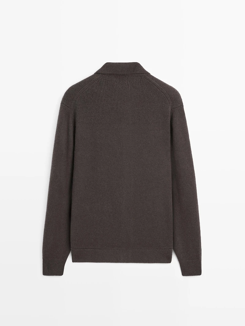 Cardigan en laine à col polo