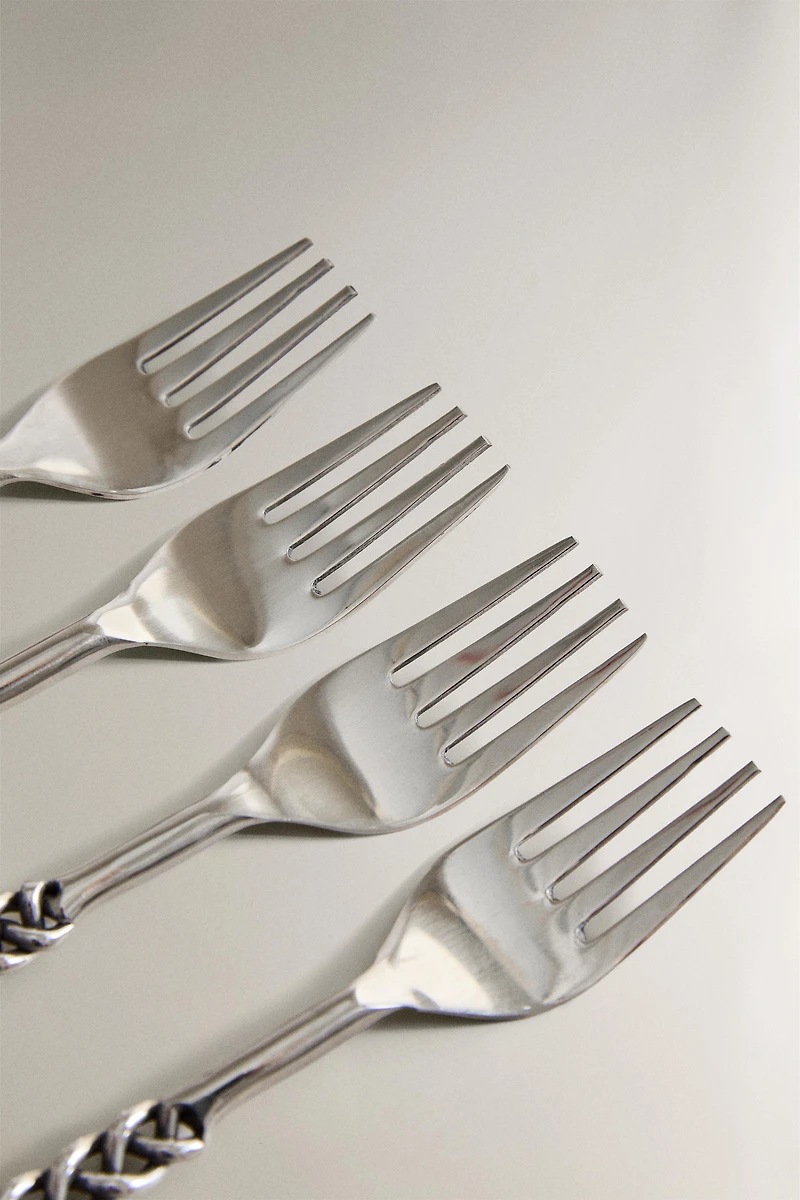 PACK OF DESSERT FORKS WITH BRAIDED METAL HANDLES (PACK OF 4)