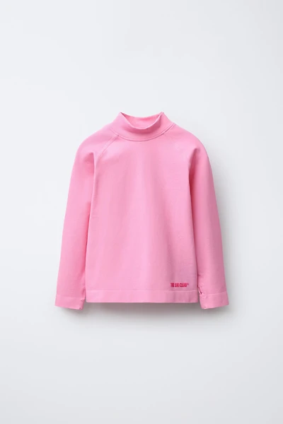 THERMAL RIBBED TEXT T-SHIRT WITH RAISED DETAIL