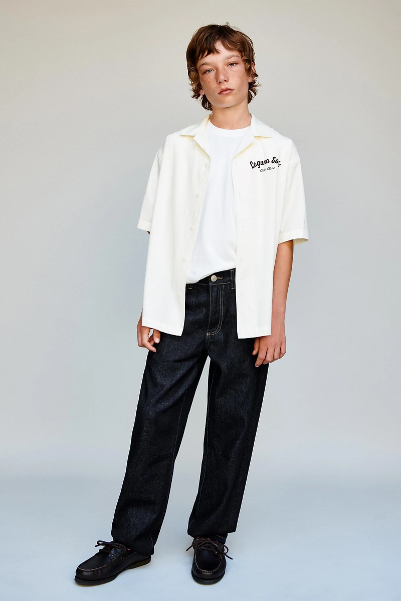 TEXT BOWLING SHIRT