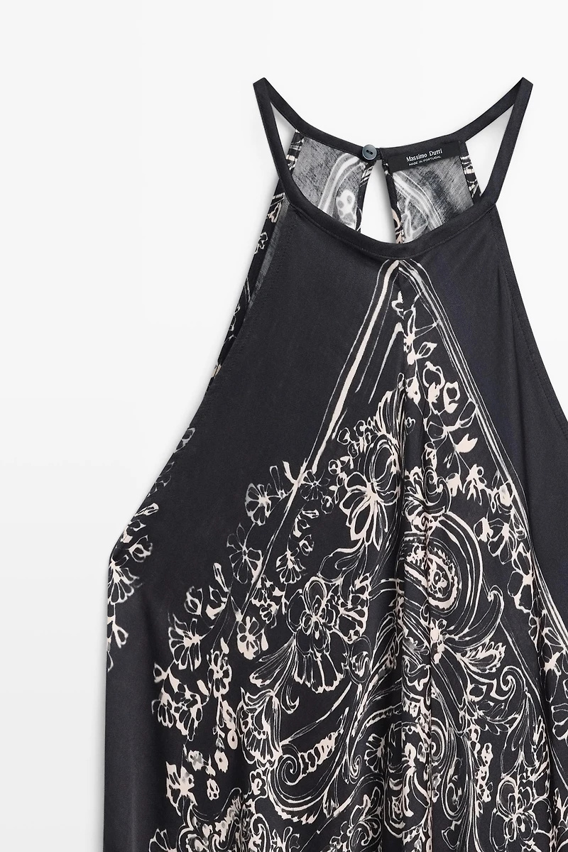 Long flowing paisley halter dress