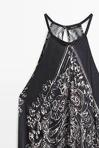 Long flowing paisley halter dress