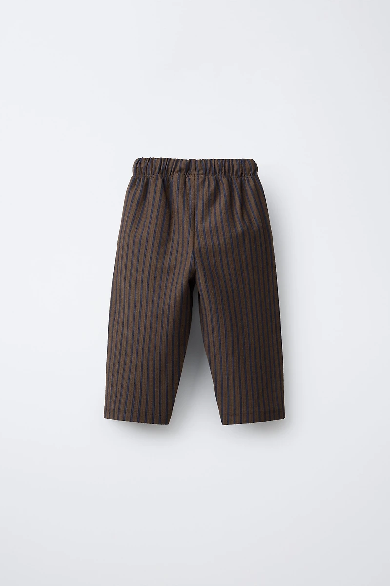STRIPED TEXTURED BAGGY PANTS