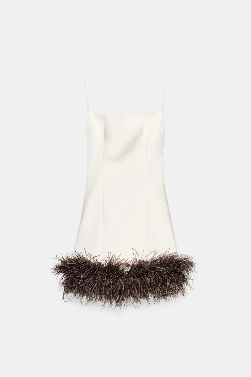 FEATHER SATIN EFFECT DRESS