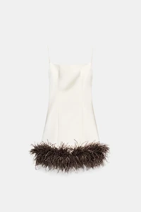 FEATHER SATIN EFFECT DRESS