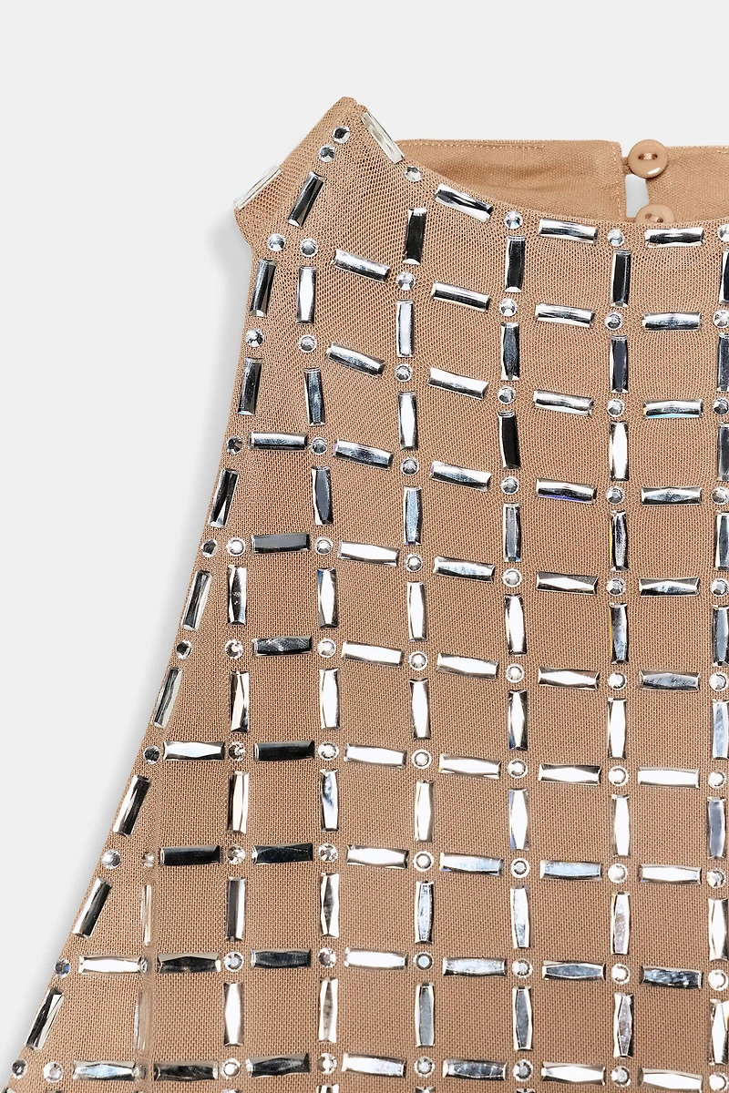 SPARKLY MESH HALTER MIDI DRESS