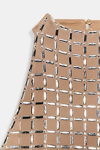 SPARKLY MESH HALTER MIDI DRESS