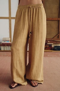 DRAWSTRING WIDE LEG PANTS