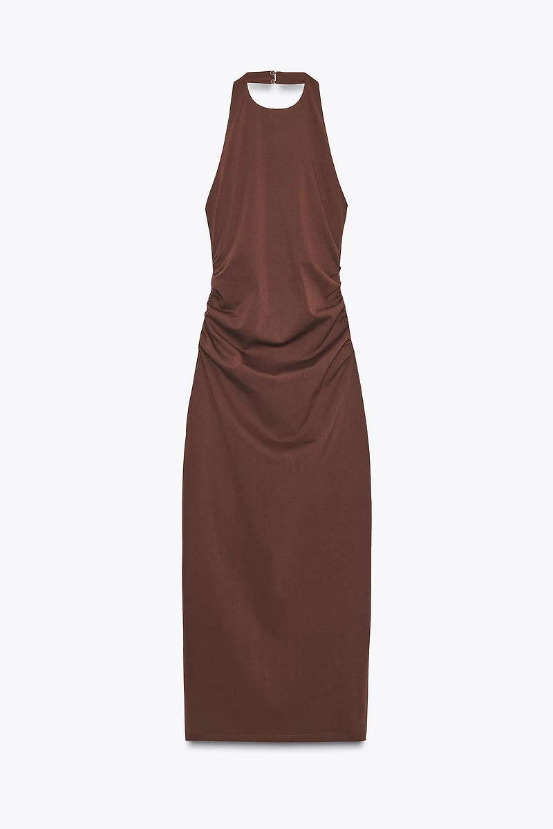 DRAPED HALTER DRESS