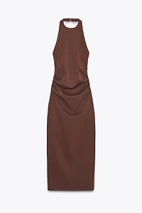 DRAPED HALTER DRESS