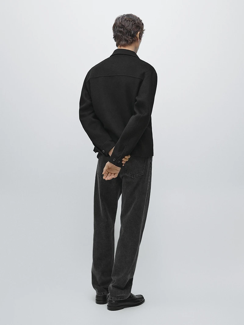 Short wool blend overshirt