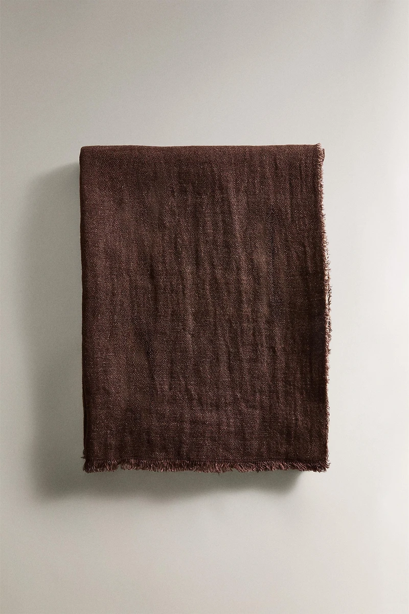 FRINGED LINEN BLANKET