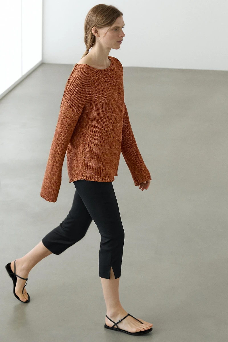 Cotton blend cutwork sweater