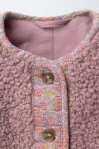 LINED FLEECE COAT WITH FLOWERS