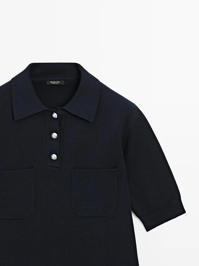Cotton blend polo shirt with button details