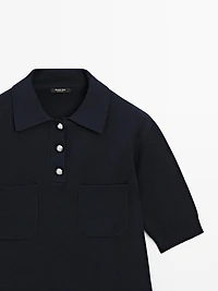 Cotton blend polo shirt with button details