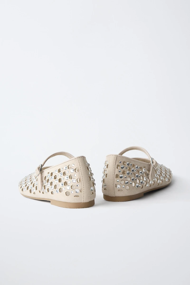 EMBELLISHED CUT-OUT BALLET FLATS