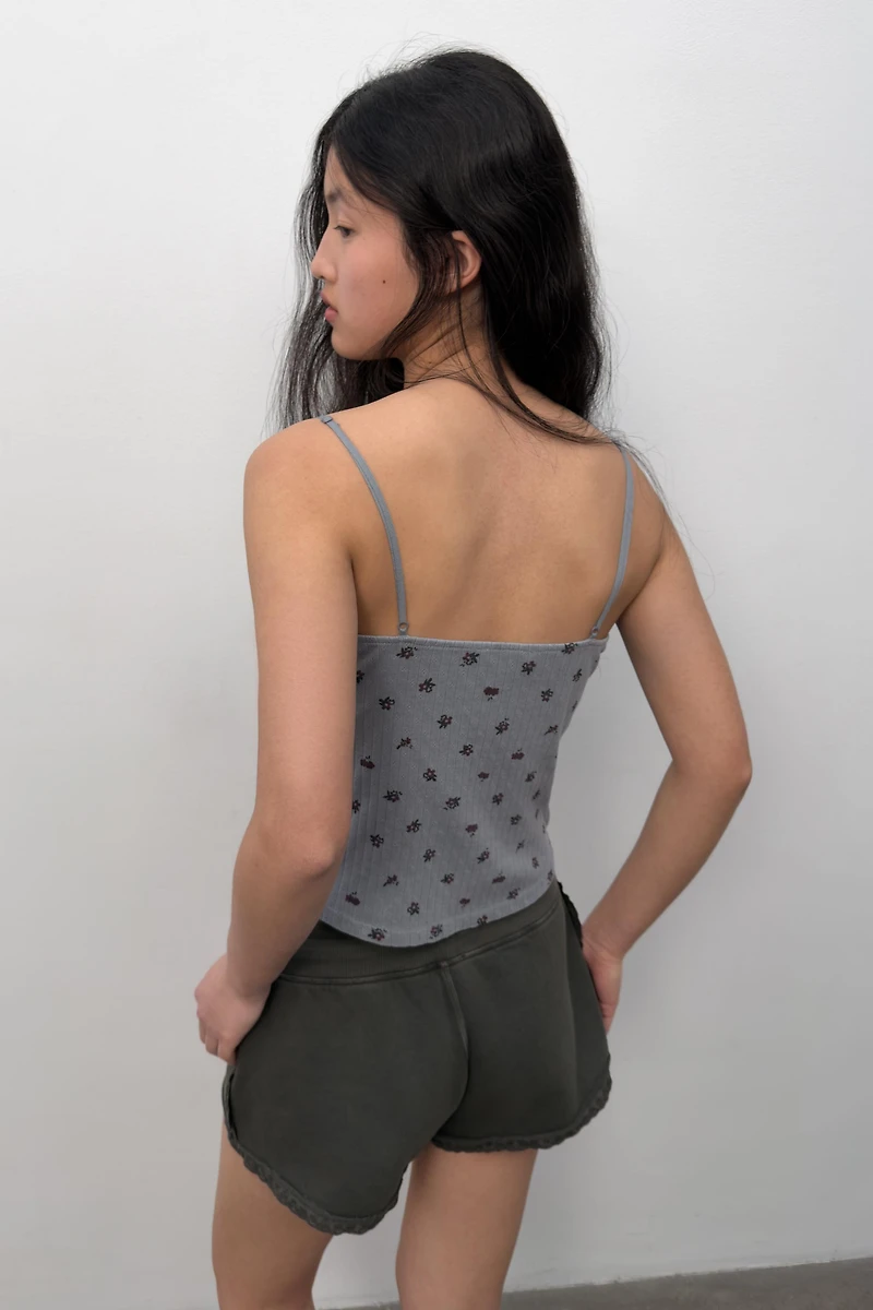 POINTELLE FLORAL TOP